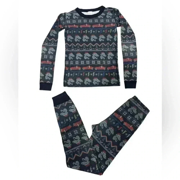 Hanna Andersson "HOLIDAY DINOSAUR" Pajama Long John Set Christmas Size 14 - Picture 1 of 6